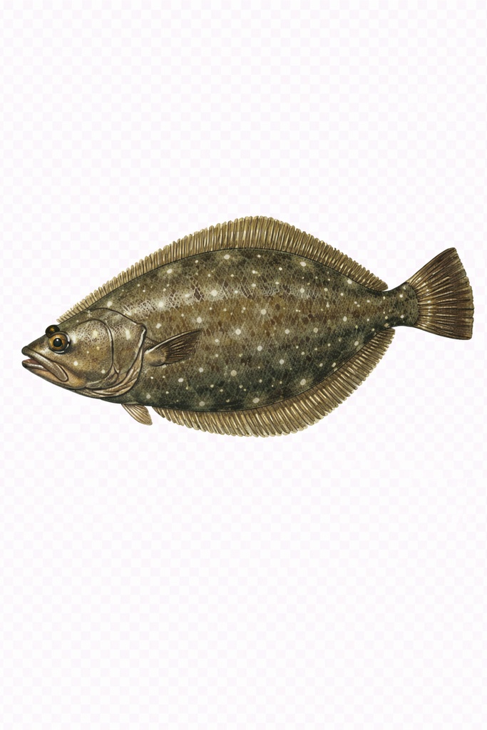 リアル ヒラメ 透過PNG素材｜釣り魚イラスト