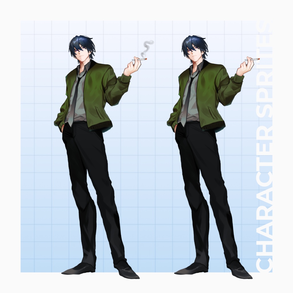 【立ち絵素材】煙草を持つクール系の男性