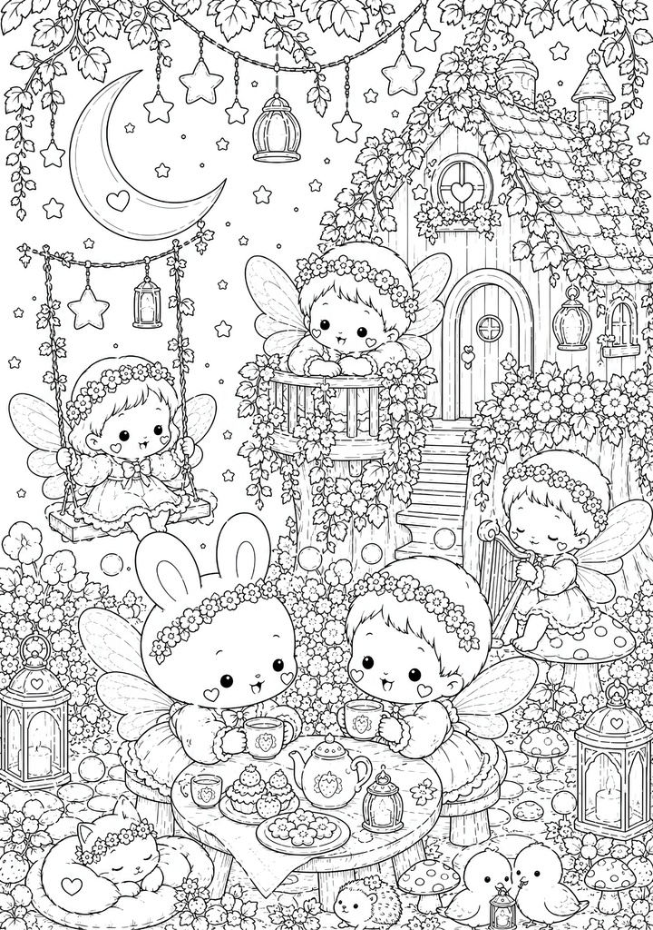 【PDF版】大人の塗り絵『いちごのコテージ』 おうちで楽しむ塗り絵