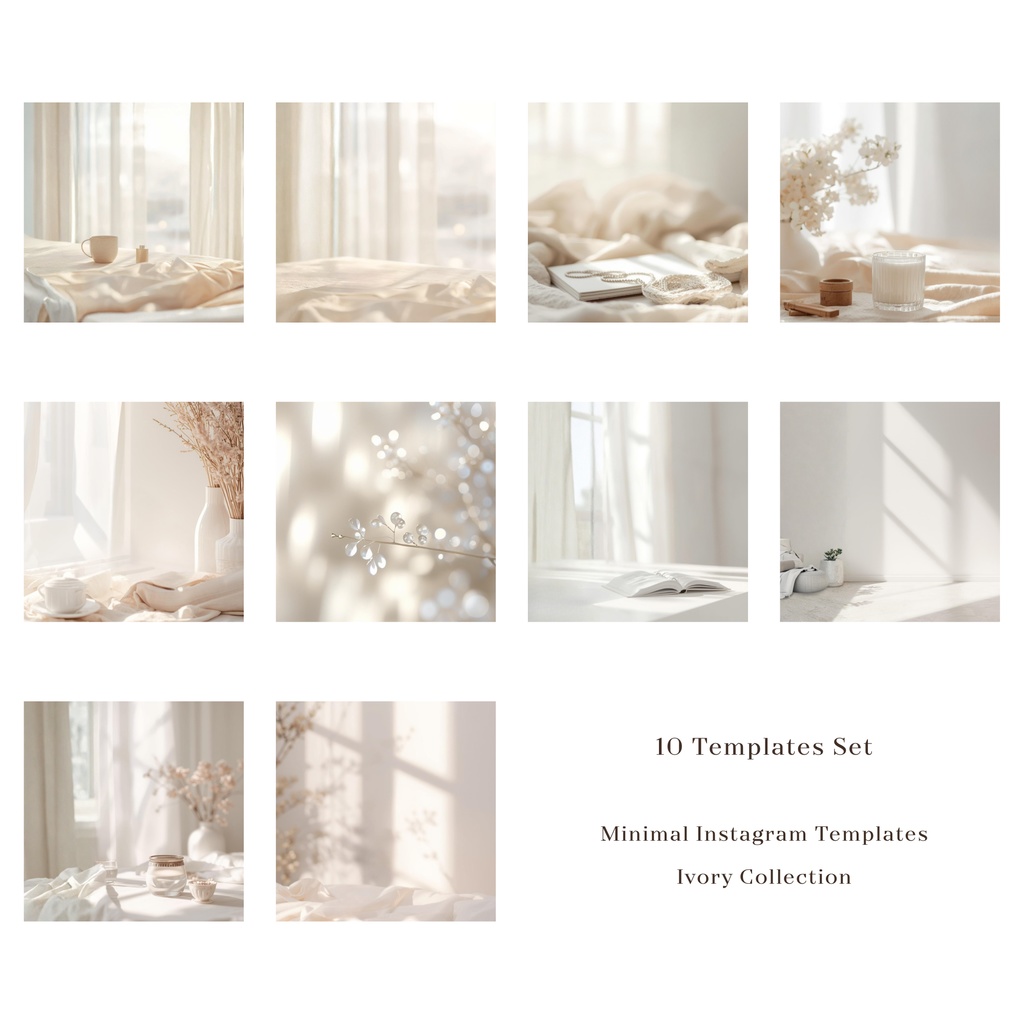 癒し・余白デザイン Canva投稿テンプレート(ベージュ&アイボリーセット)