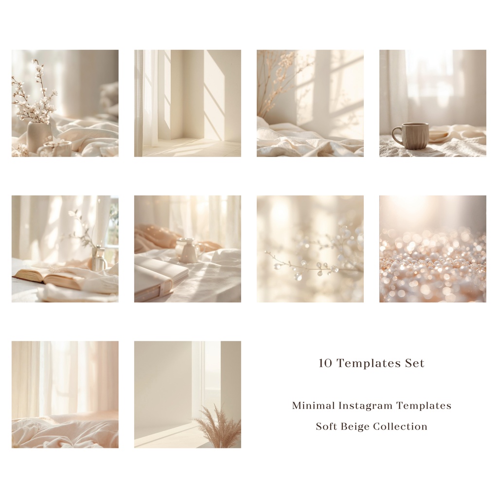 癒し・余白デザイン Canva投稿テンプレート(ベージュ&アイボリーセット)