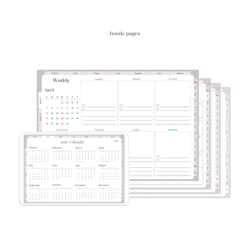 デジタルプランナー|2026年4月始まり|くすみカラー×シンプル設計(Digital Planner – April 2026 Start)