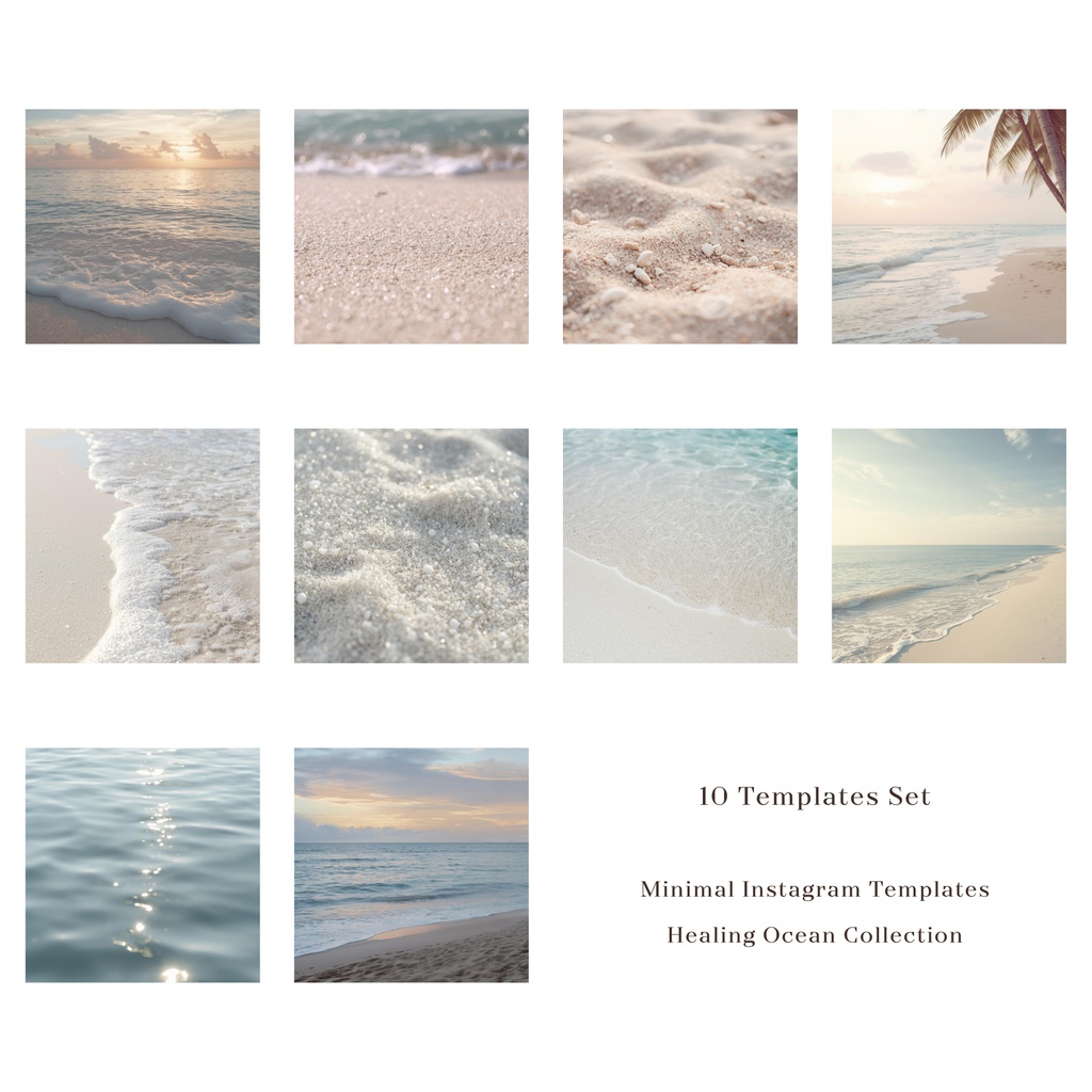 【画像テンプレ】 Healing Ocean Collection｜Canvaデザイン素材（10枚セット）10枚＋Bonus 1枚（特典）