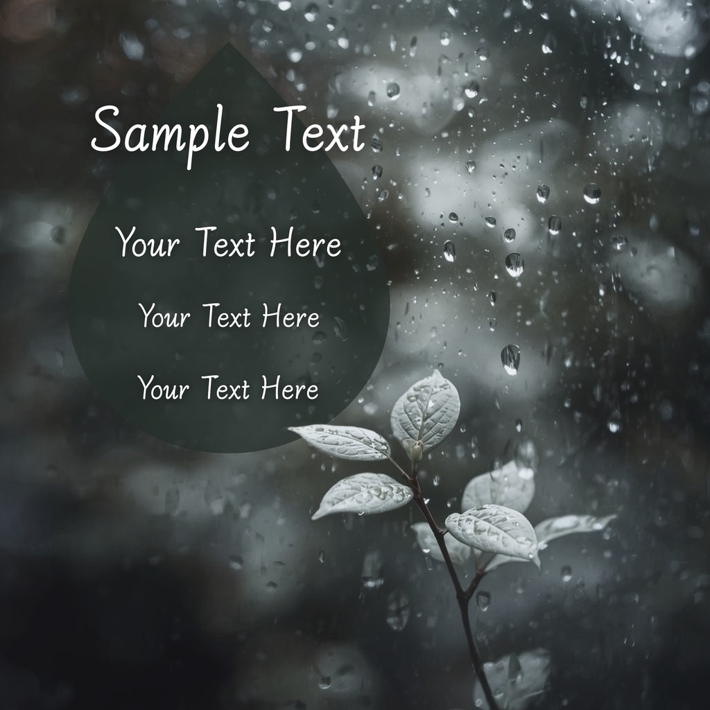 【画像テンプレ】 Rain Tone グレイッシュグリーン&モノクロ|Canvaデザイン素材(10枚セット)