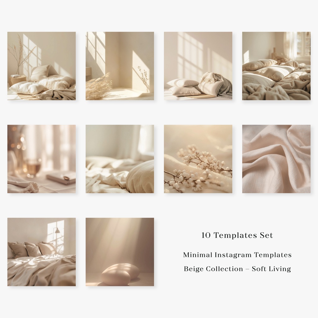 【画像テンプレ】 Beige Collection – Soft Living｜Canvaデザイン素材（10枚セット）