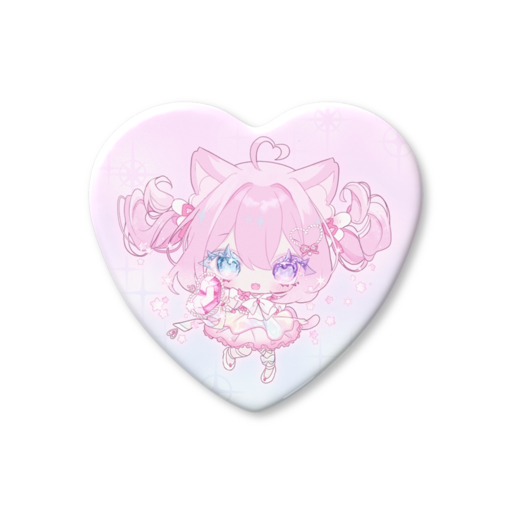 ꒰ 2周年記念 ꒱ 魔法少女ゆら🪄💖ハート型缶バッジ⟡꙳