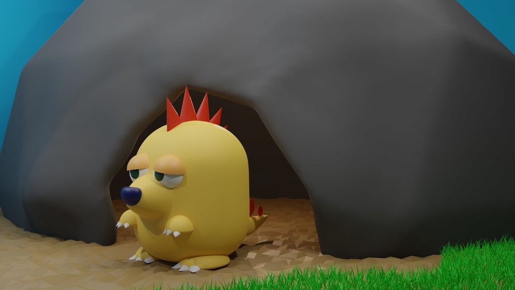 やる気ゼロなトゲモンスター【3Dモデル】