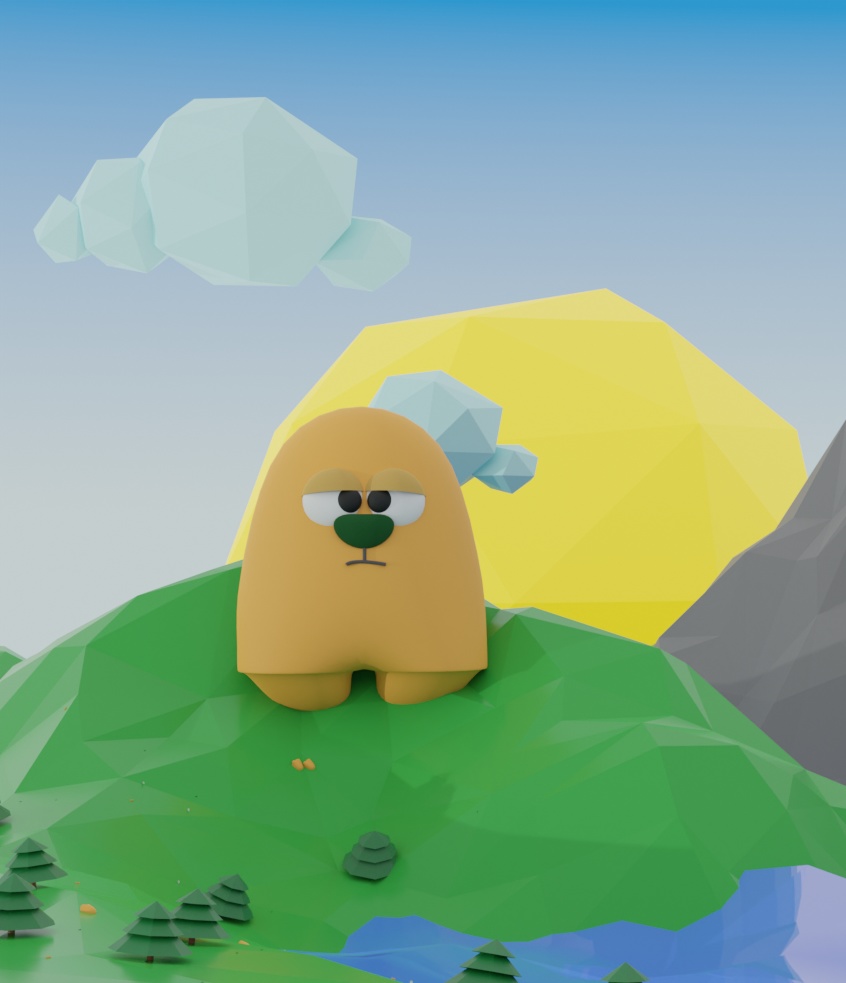 のんびり山のモンスター【ローポリ3Dモデル】