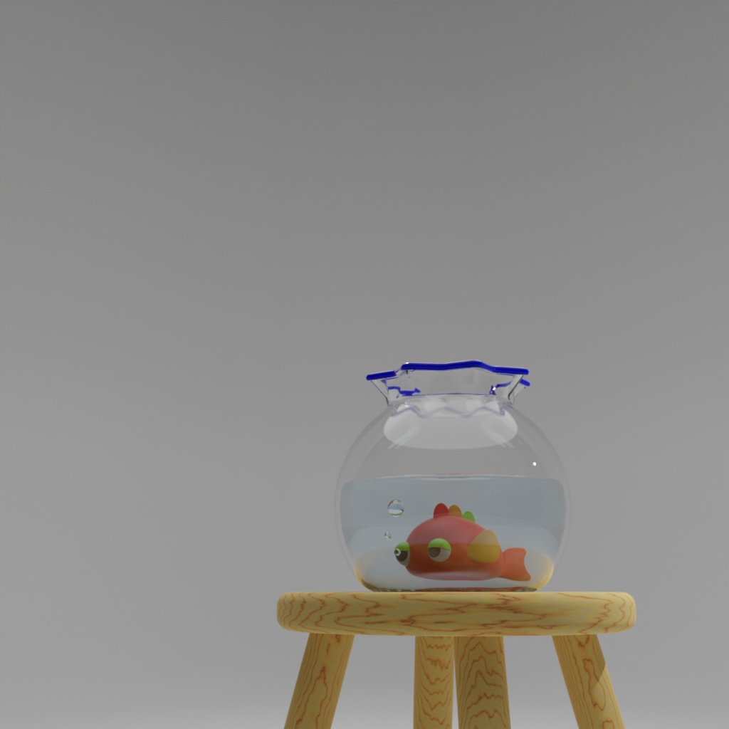 まんまる金魚と水槽セット【インテリア小物3Dモデル】