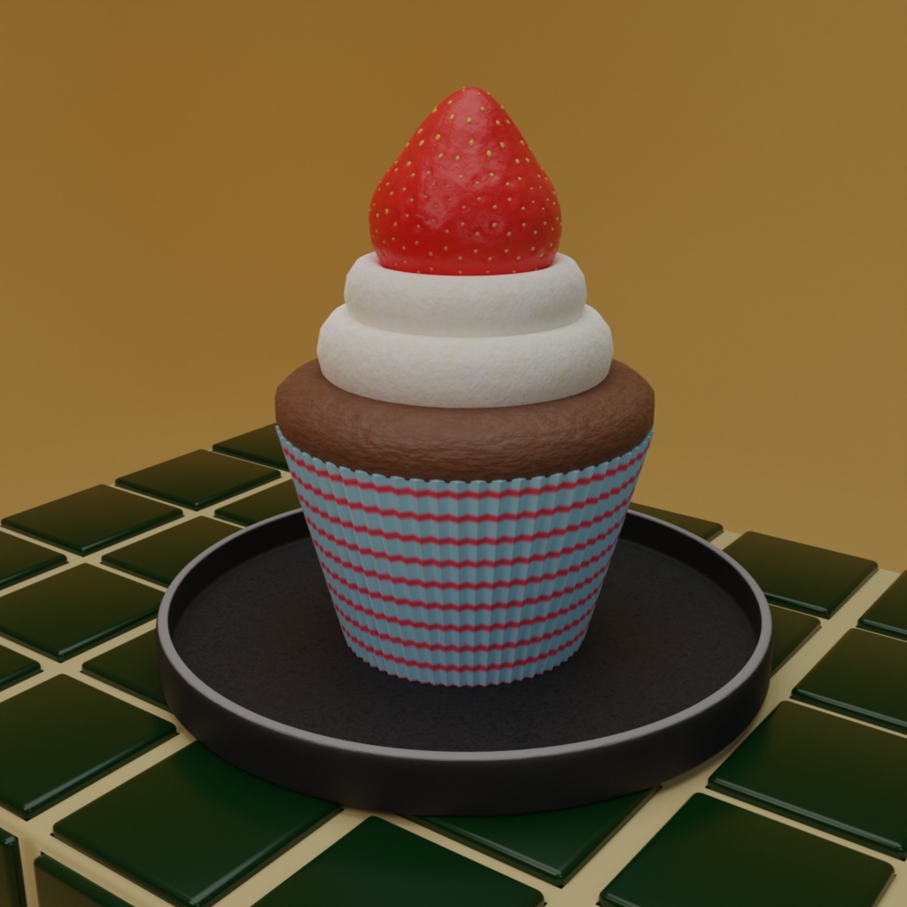 ふんわりホイップのカップケーキ【3Dモデル】