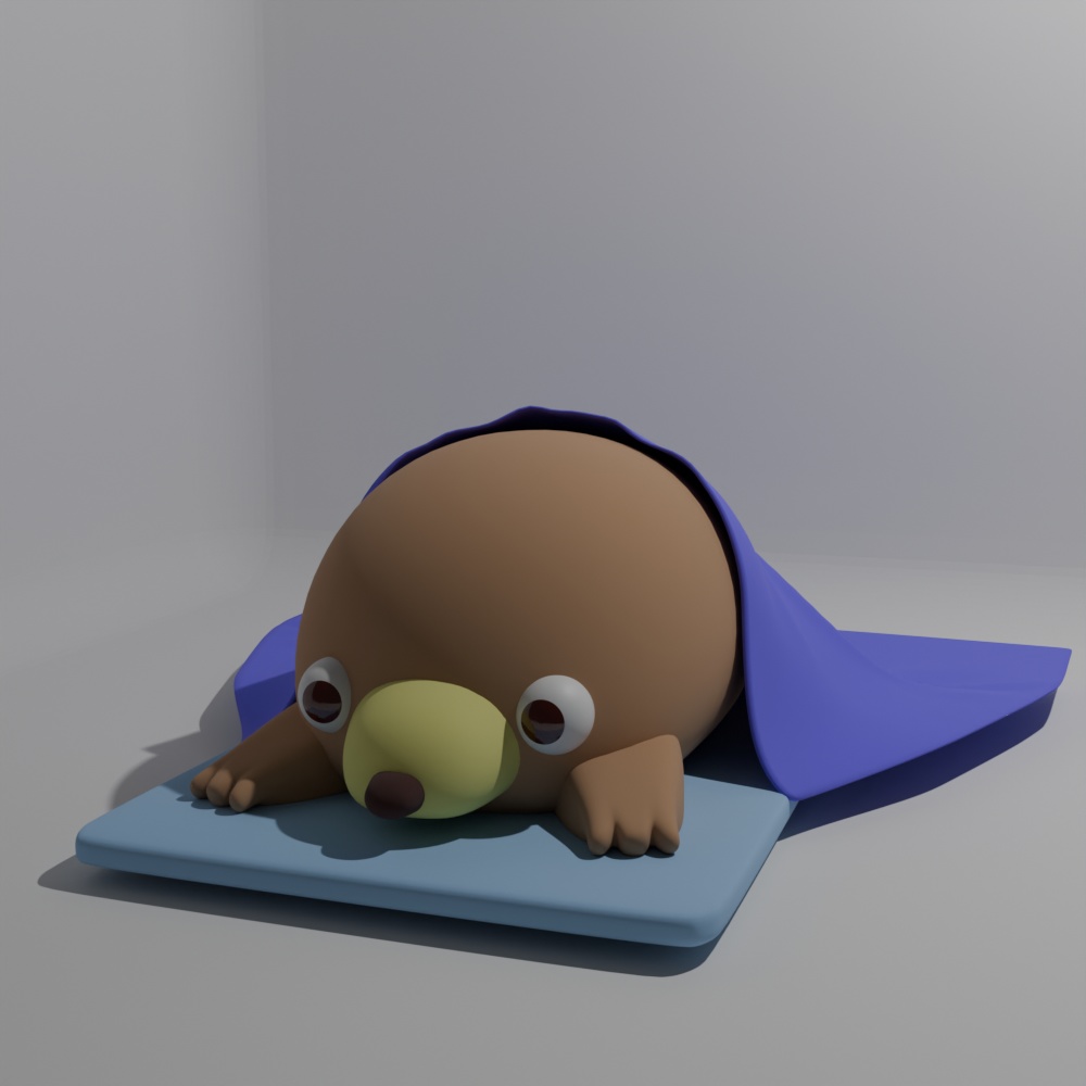 ぐでっと寝込むモグラ【3Dモデル】