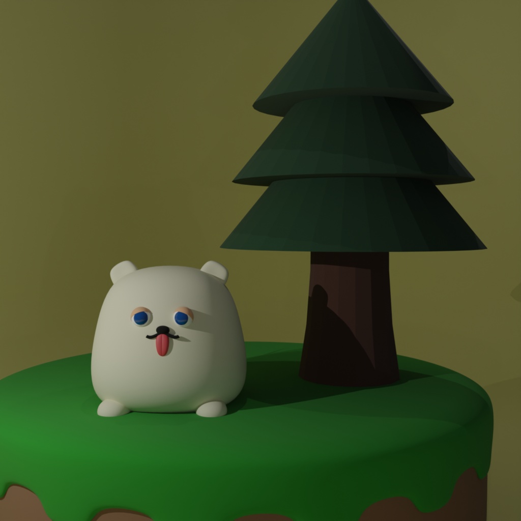 まぬけ顔のしろいぬ【3Dモデル】