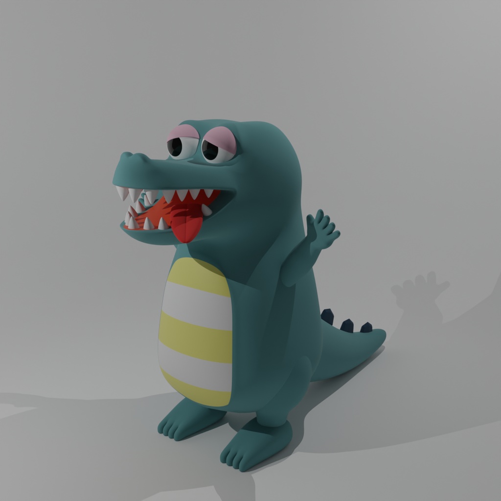へん顔ワニ【3Dモデル】