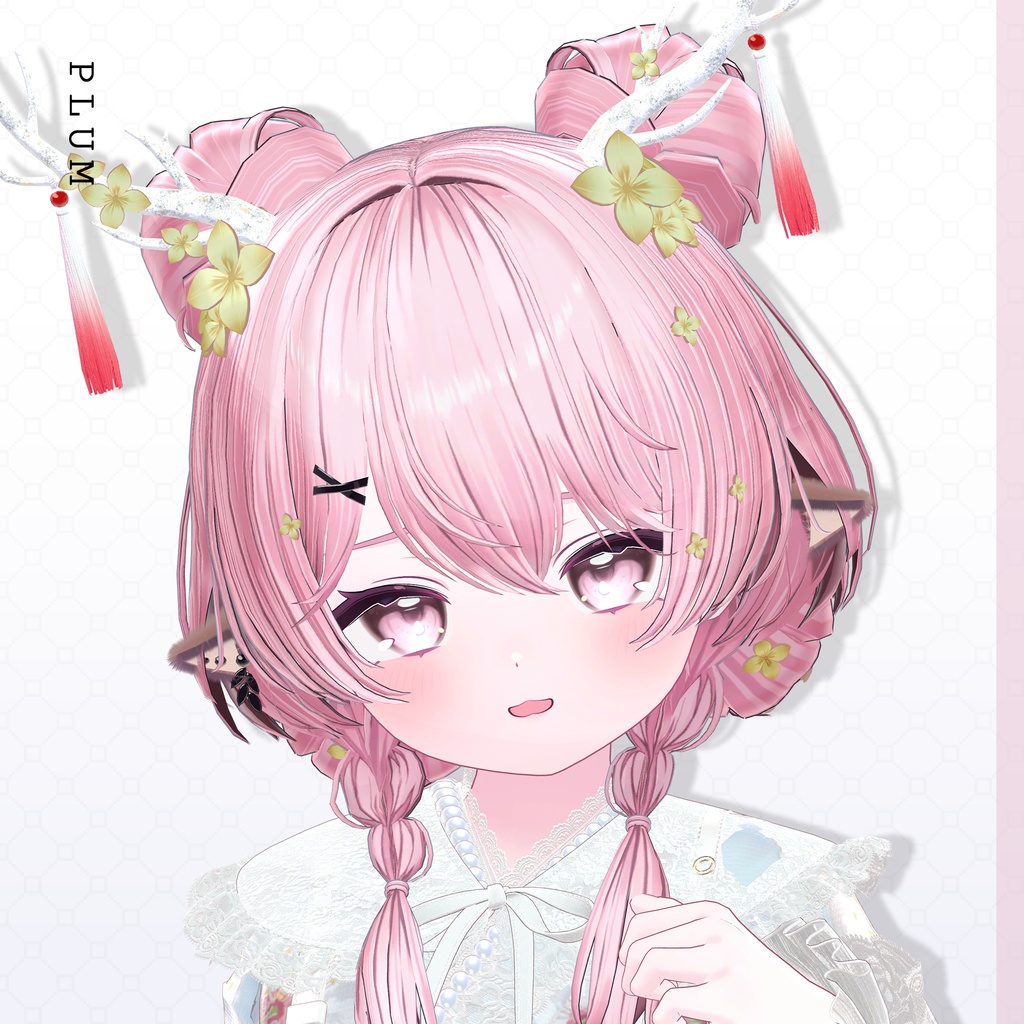 ✨1day Sale✨【VRC Hair】♥ Custom Bob ♥おさげ×お団子×鹿 【花鹿】