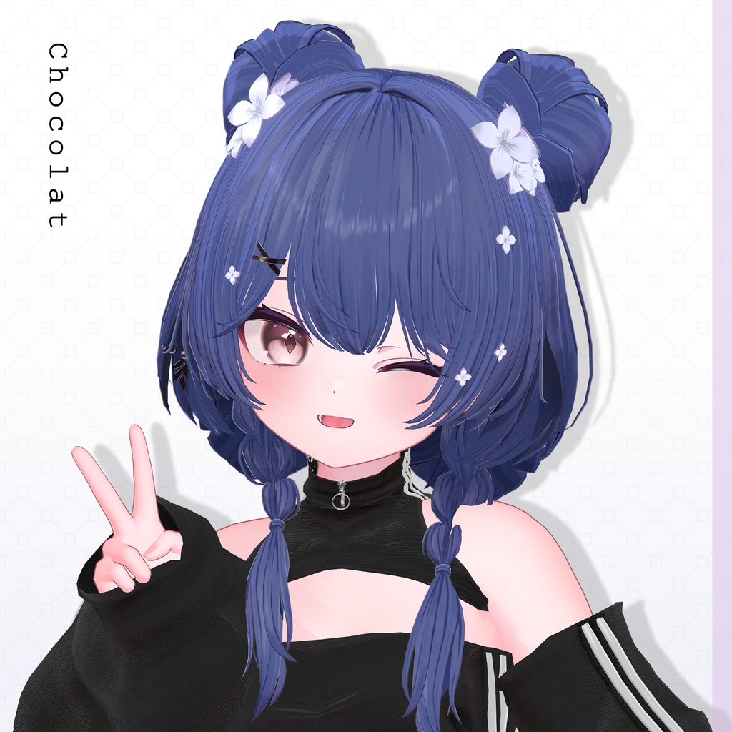 ✨1day Sale✨【VRC Hair】♥ Custom Bob ♥おさげ×お団子×鹿 【花鹿】