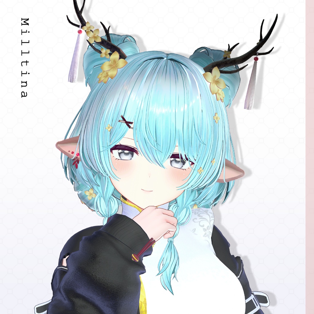 ✨1day Sale✨【VRC Hair】♥ Custom Bob ♥おさげ×お団子×鹿 【花鹿】
