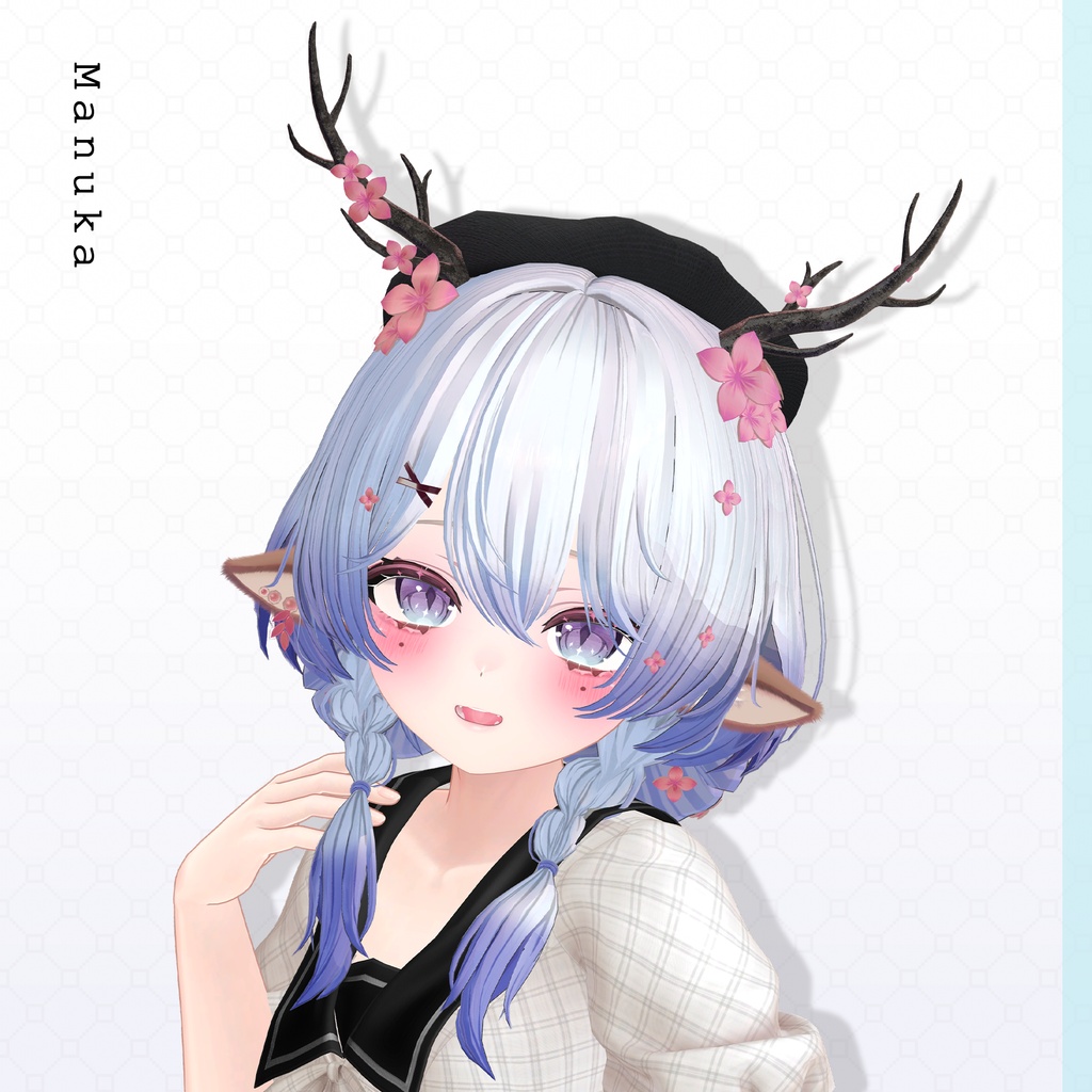 ✨1day Sale✨【VRC Hair】♥ Custom Bob ♥おさげ×お団子×鹿 【花鹿】