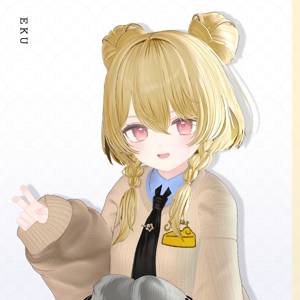 ✨1day Sale✨【VRC Hair】♥ Custom Bob ♥おさげ×お団子×鹿 【花鹿】