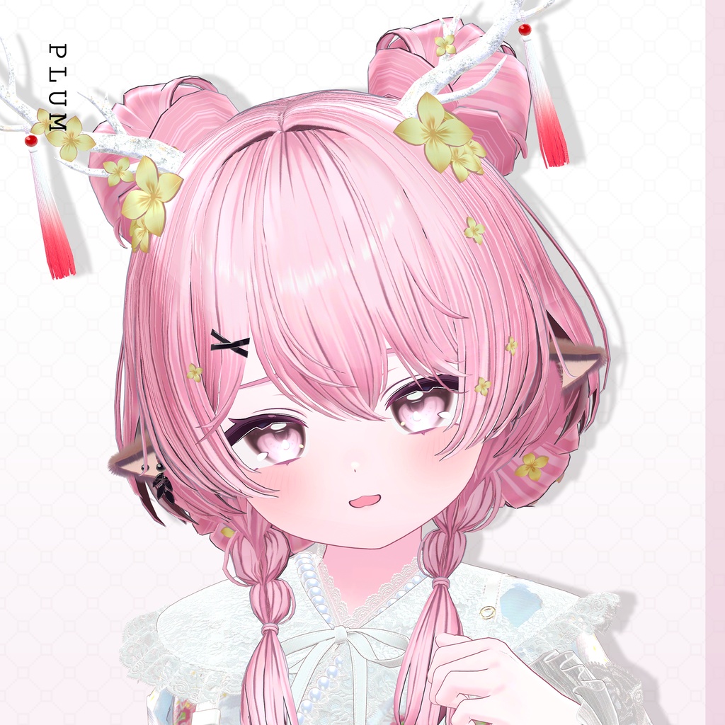 ✨1day Sale✨【VRC Hair】♥ Custom Bob ♥おさげ×お団子×鹿 【花鹿】