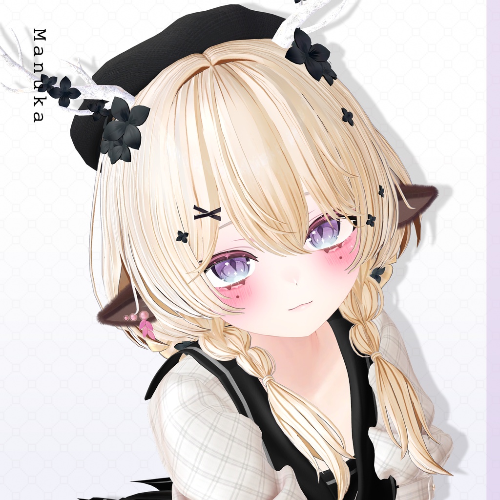 ✨1day Sale✨【VRC Hair】♥ Custom Bob ♥おさげ×お団子×鹿 【花鹿】
