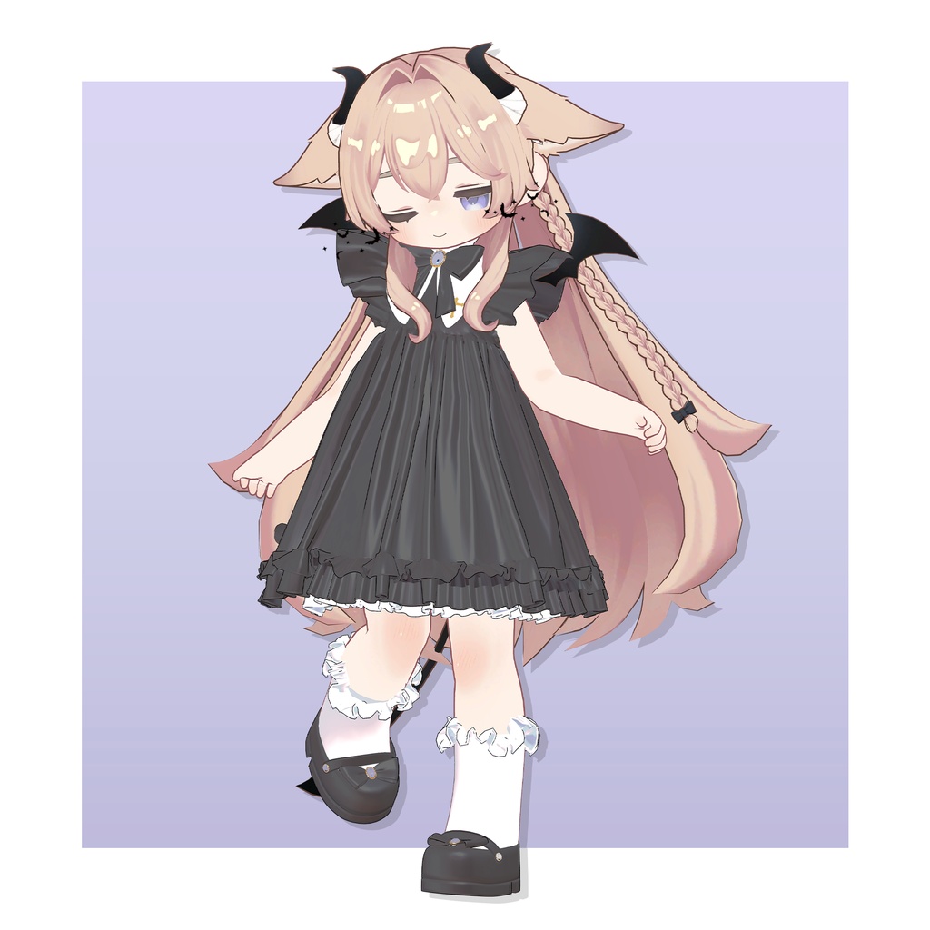❣️2day SALE❣️【パーティクル付き】たれ耳×小悪魔×ロングヘアー【ちまっとでびる】