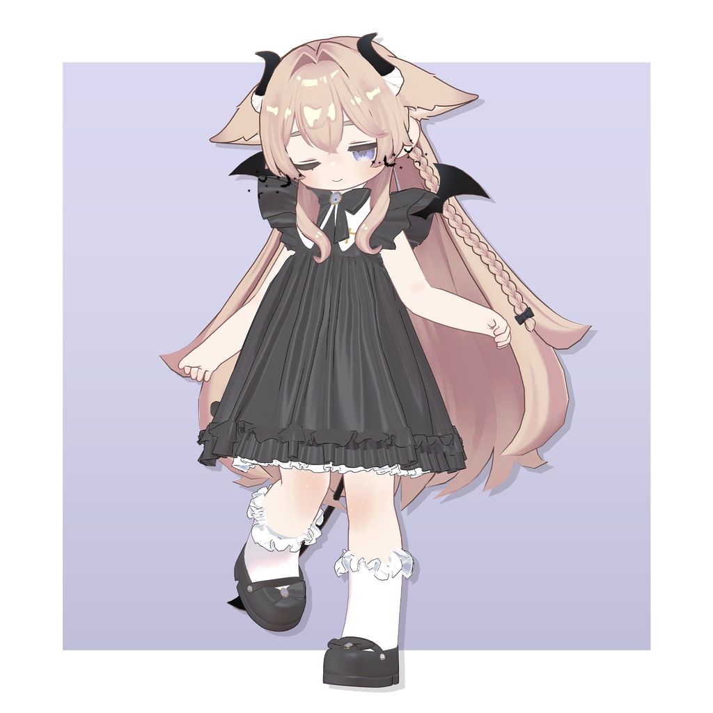 ❣️2day SALE❣️【パーティクル付き】たれ耳×小悪魔×ロングヘアー【ちまっとでびる】
