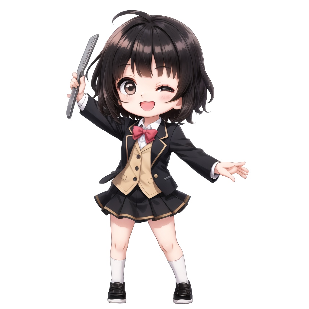 何でもぶった切る少女 Tシャツ(黒)