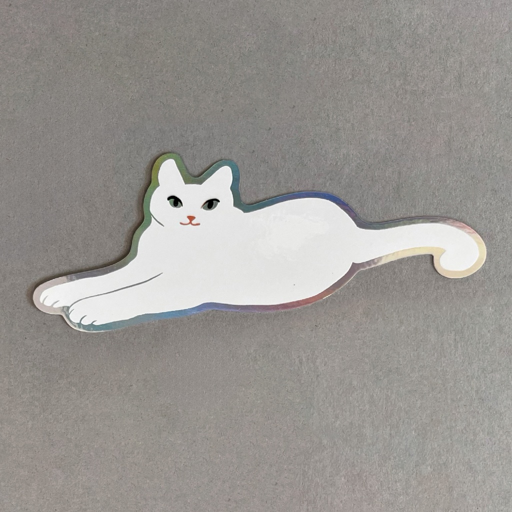 【しろねこ】のびてる！ねこのスッテカー