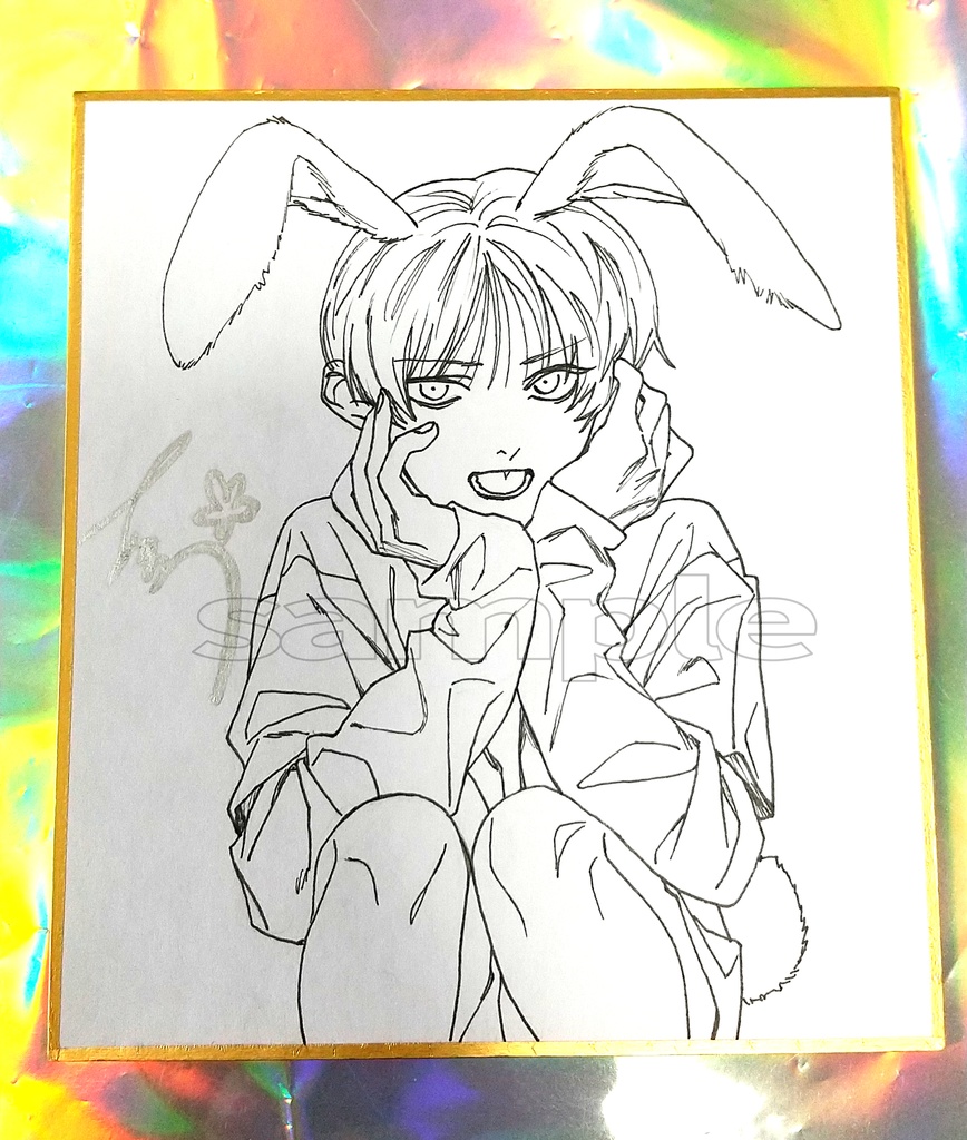 原画色紙 うさぎ耳