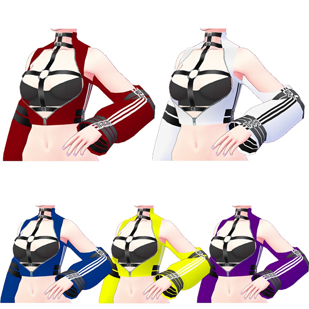 【VRoid】オフショル ハーネス トップス 6着セット