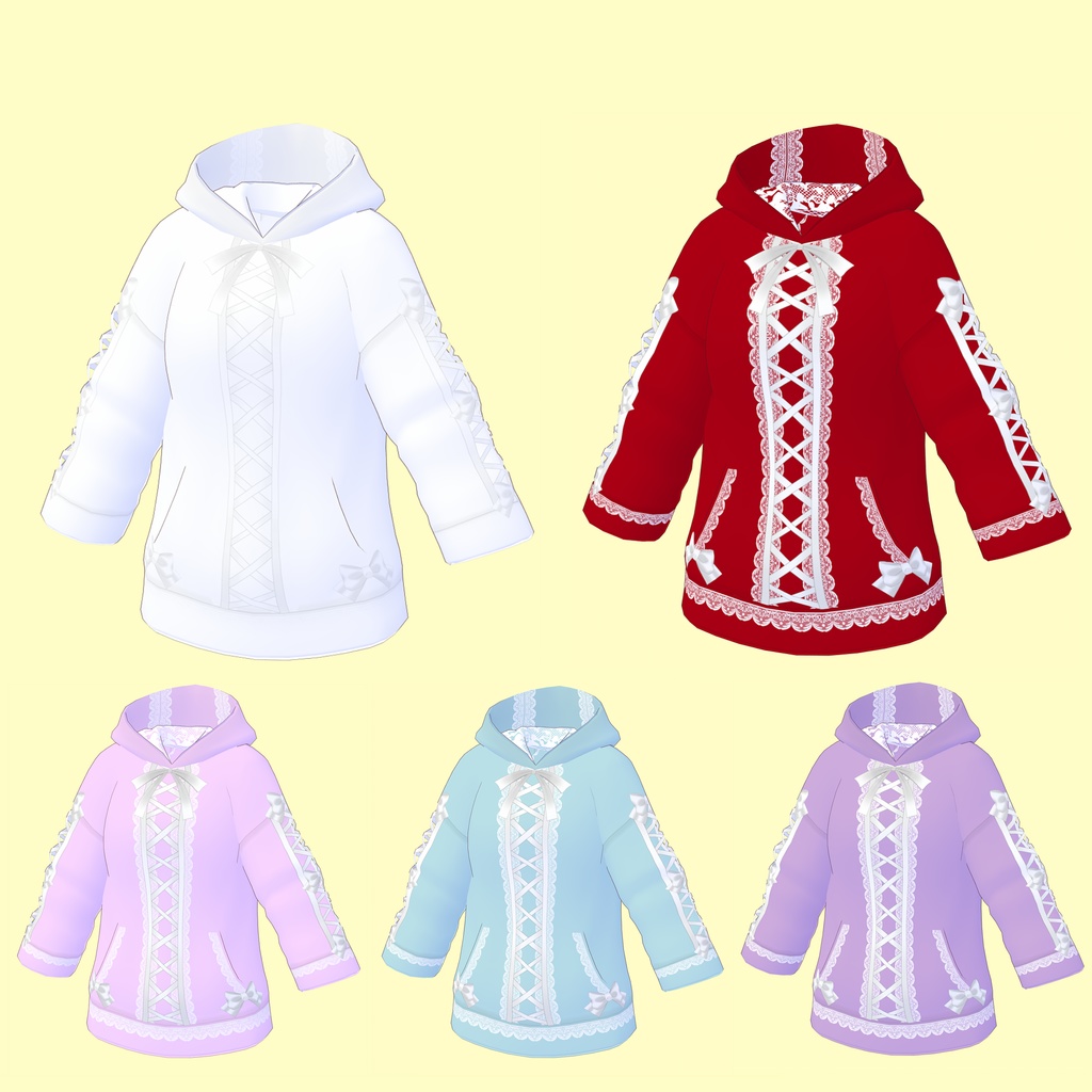 【VRoid】うさ耳プルパーカー 6着セット