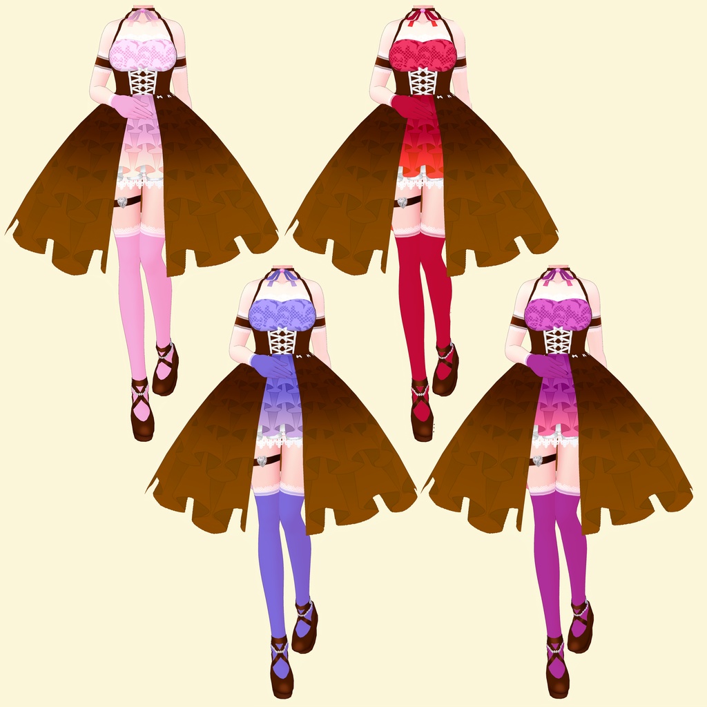 【VRoid】スイートショコラドレス フルコーデ 5着セット