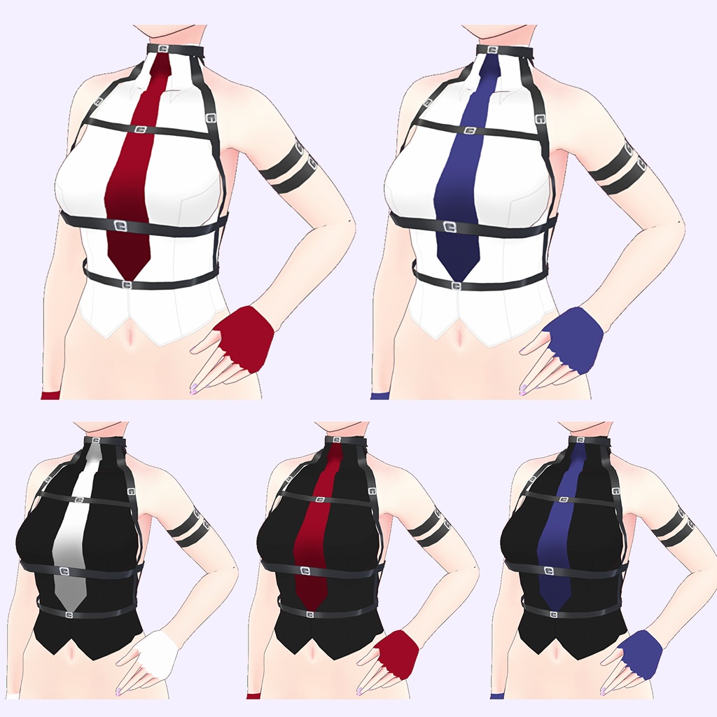 【VRoid】ハーネス シャツ 6着セット