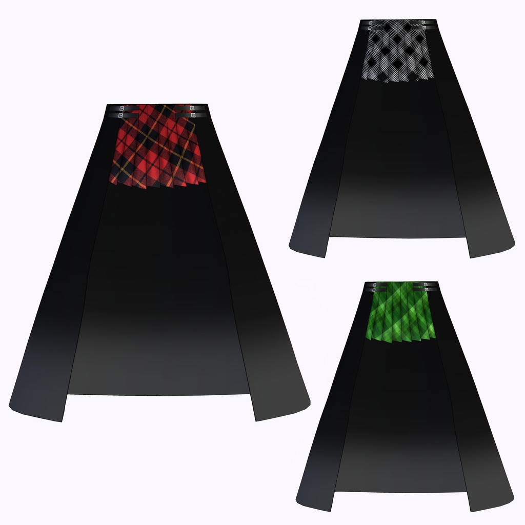 【VRoid】レイヤード風プリーツスカート 4着セット