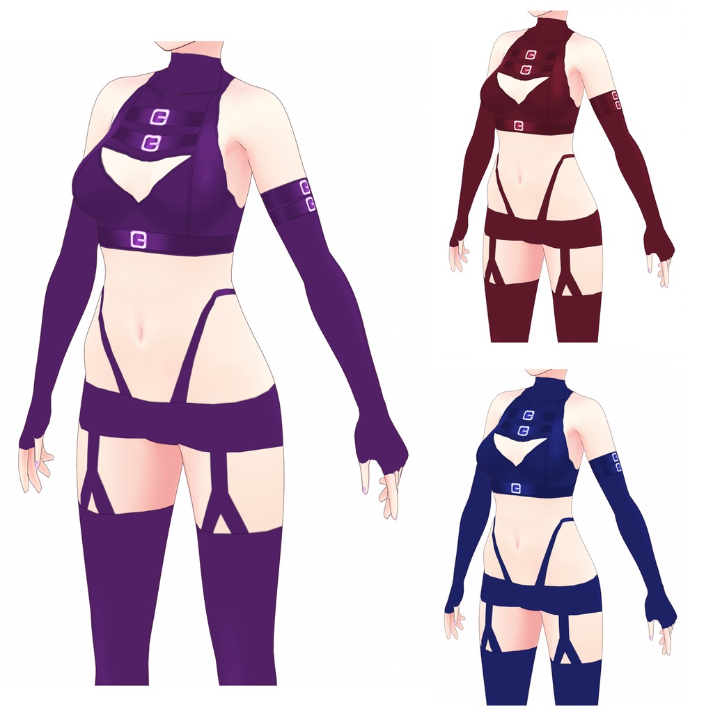 【VRoid】ローライズボンデージ 4着セット