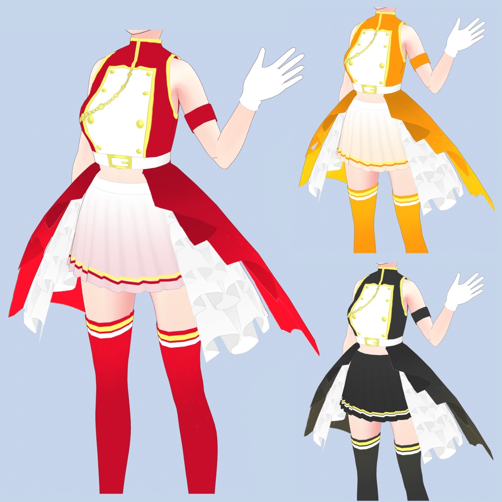 【VRoid】バトントワラー風ドレス フルセット 4着セット