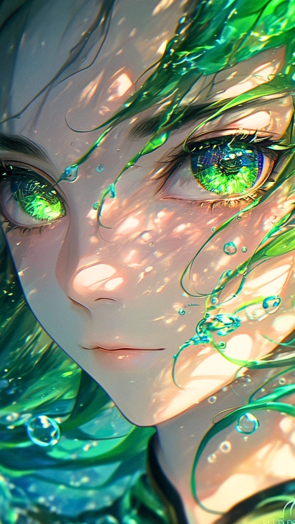 見つめる緑の瞳の男の子