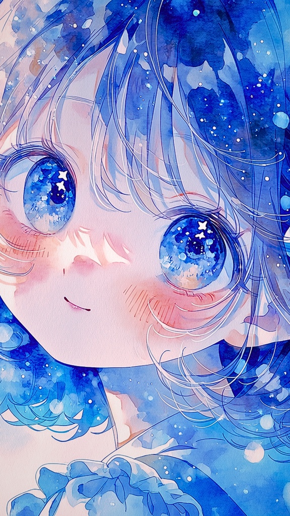 【高解像度】水彩の国に住む女の子