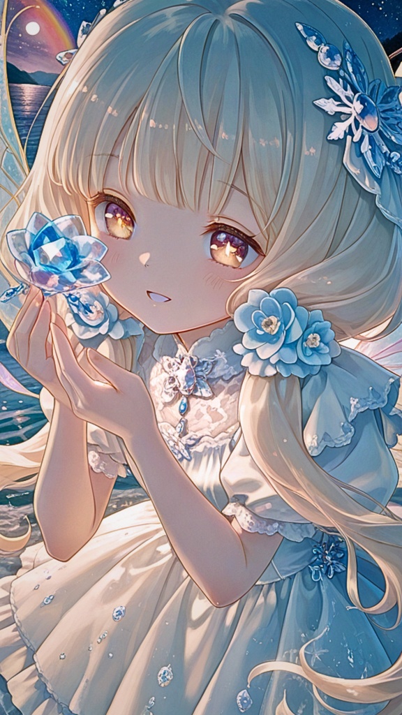 【高解像度】ガラスの花を持つ女の子