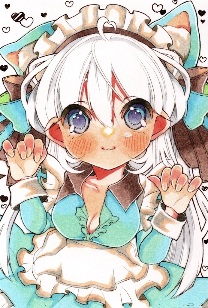 【新作・ポスカサイズ原画】ねこみみメイド