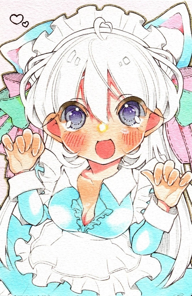 【新作・ポスカサイズ原画】ねこみみメイド