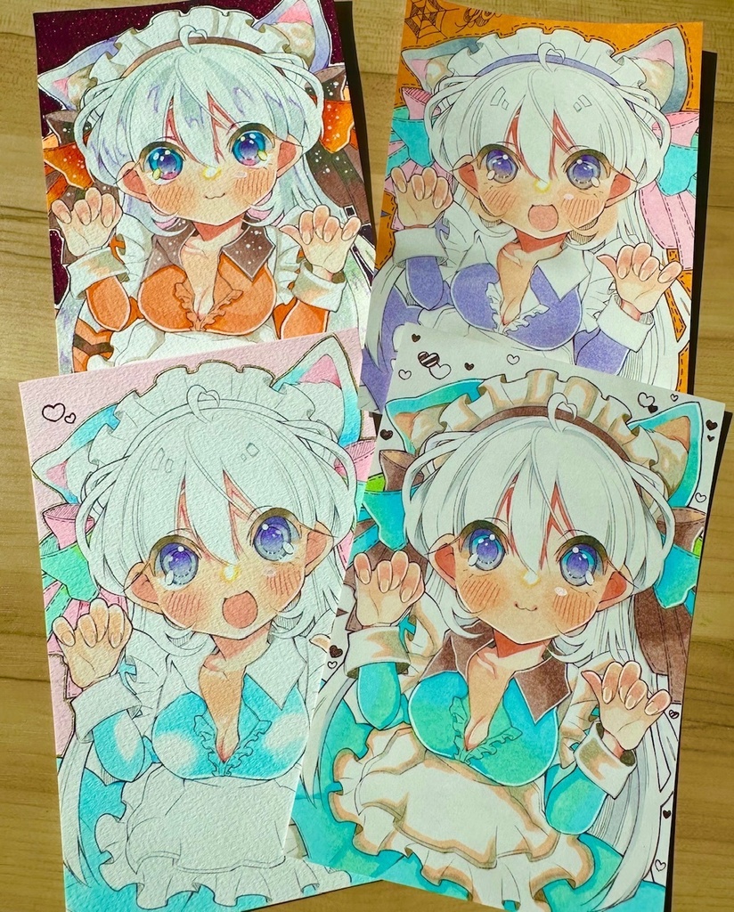 【新作・ポスカサイズ原画】ねこみみメイド