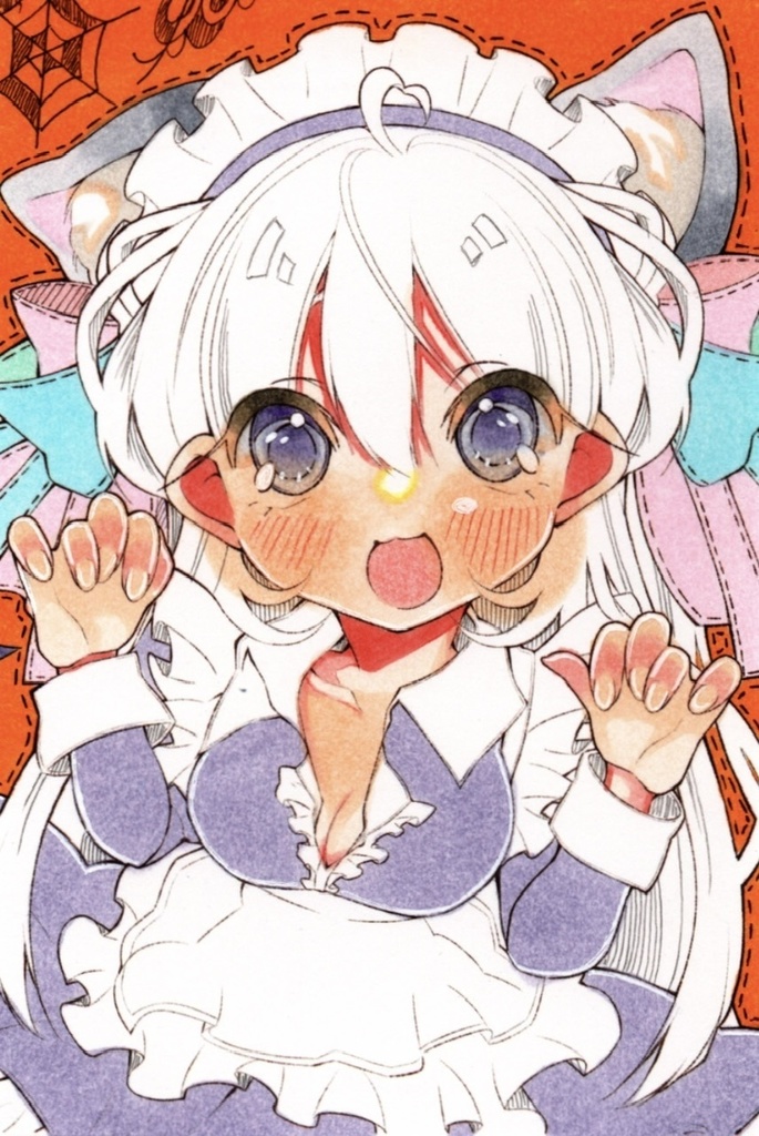 【新作・ポスカサイズ原画】ねこみみメイド