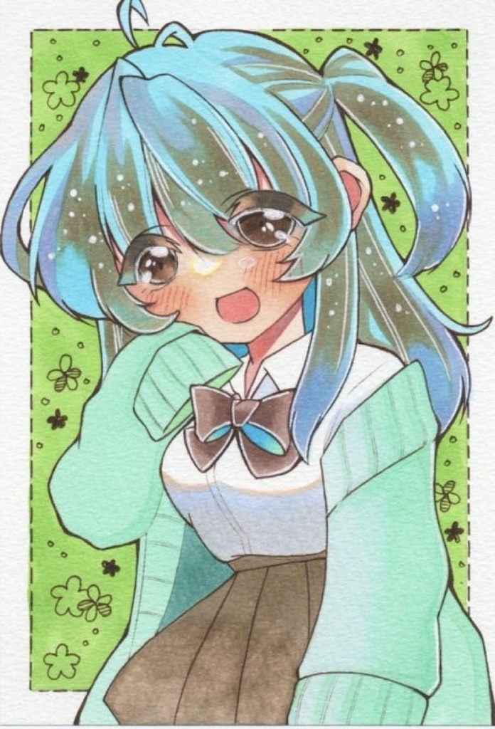 【新作・ポスカサイズ原画】チョコミント紅蘭