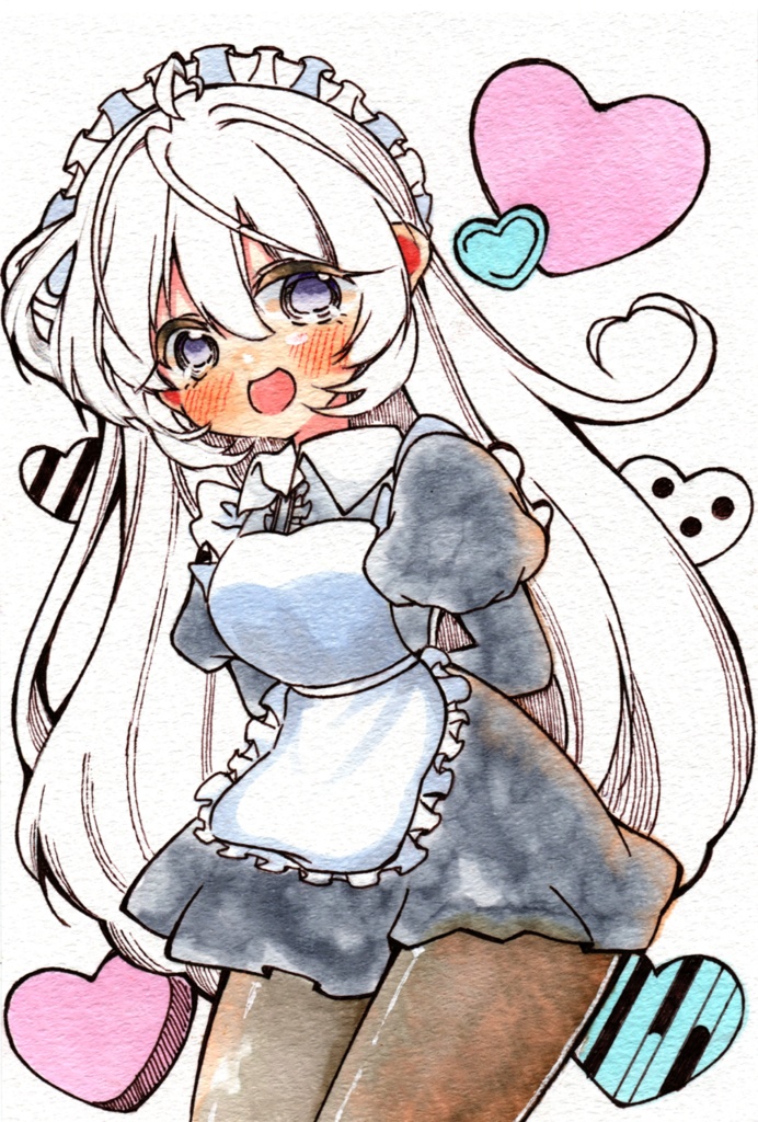 【ポスカサイズ】黒タイツ×メイドさん