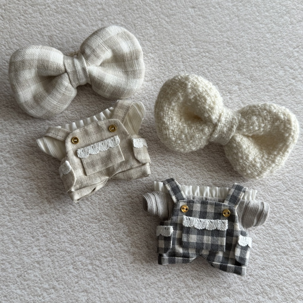 gingham check overalls&DEKA ribbon