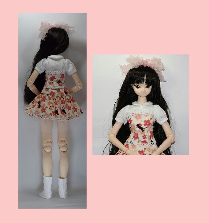 【オビツ50用】和柄ロリータ黒猫OB5001