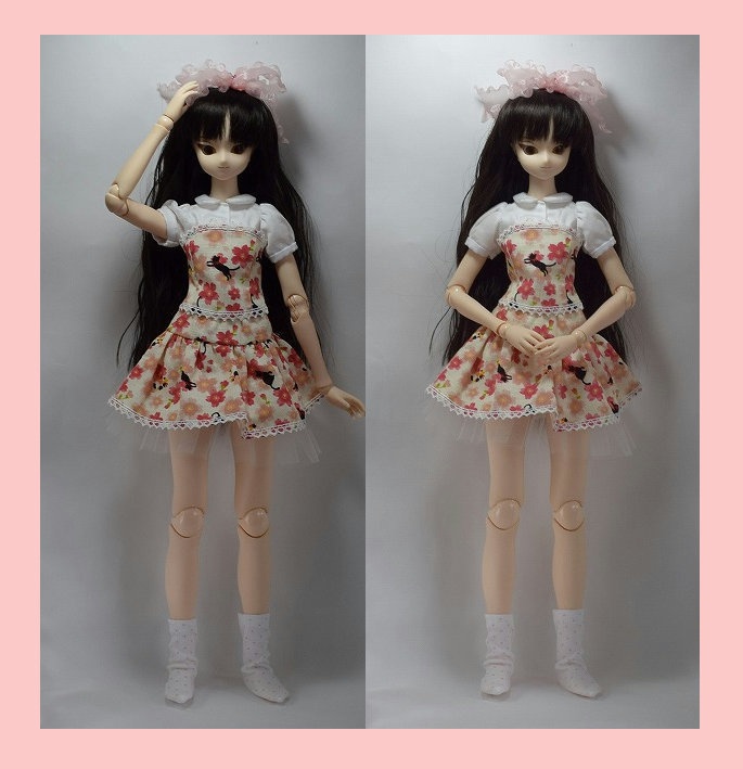 【オビツ50用】和柄ロリータ黒猫OB5001