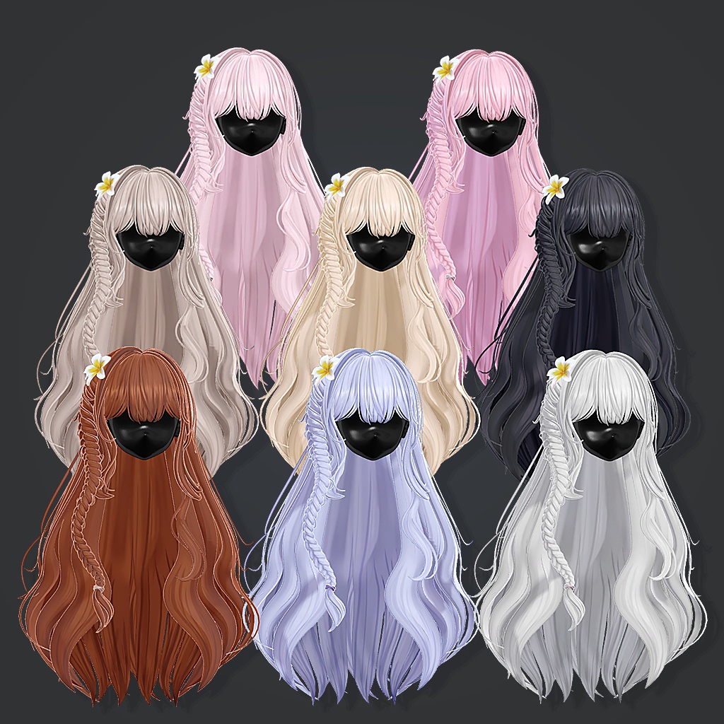 VRC Hair_ Summer Braid ( 12 Avatars )