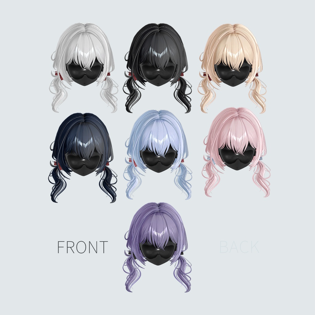 VRC Hair_ LowTwins ( 11 Avatars )